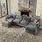 143.7'' Comfy  U Shaped Sectional Modular Deep Cloud 4-Piece Sofa with Two Ottoman- Premium Fabric-386020886