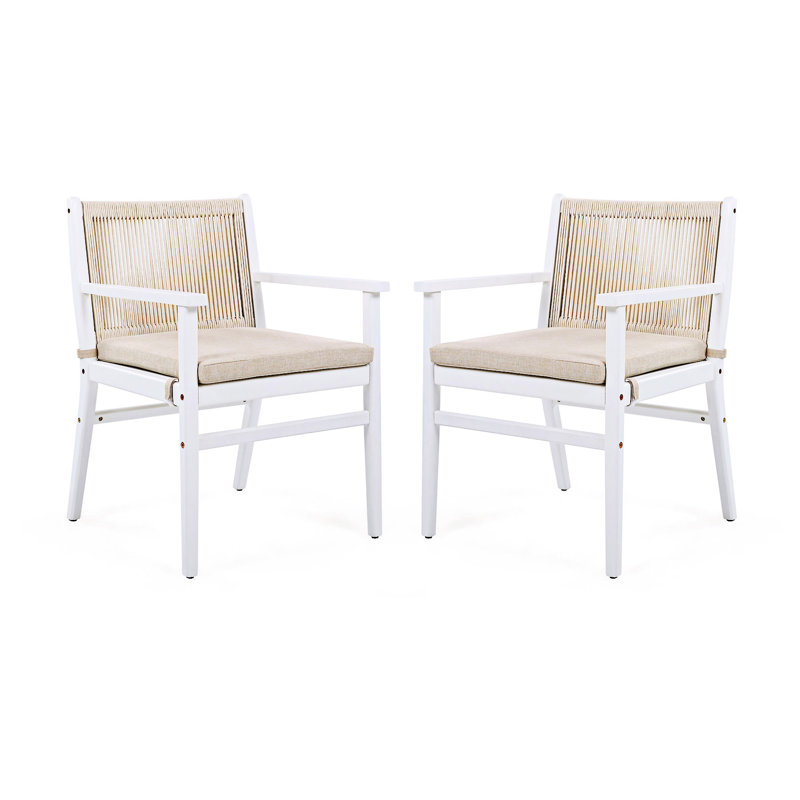Ensemble de 2 chaises de salle à manger d'extérieur en bois