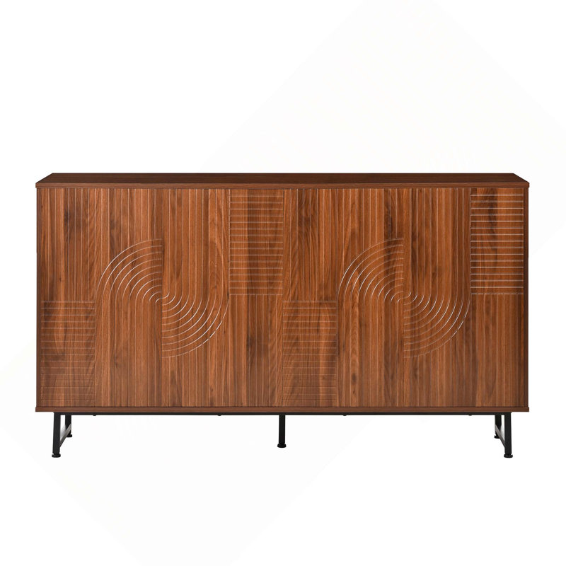 Buffet Mid-Century moderne avec pieds en métal, crédence polyvalente pour le salon, la salle à manger, le vestibule