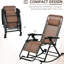 2 chaises berçantes d'extérieur, chaise berçante pliable à gravité zéro avec coussin, porte-gobelet et téléphone, brun. Structure en métal, chaise d'escalade en tissu respirant, support 2Pcs Space Efficient Choice. Brun