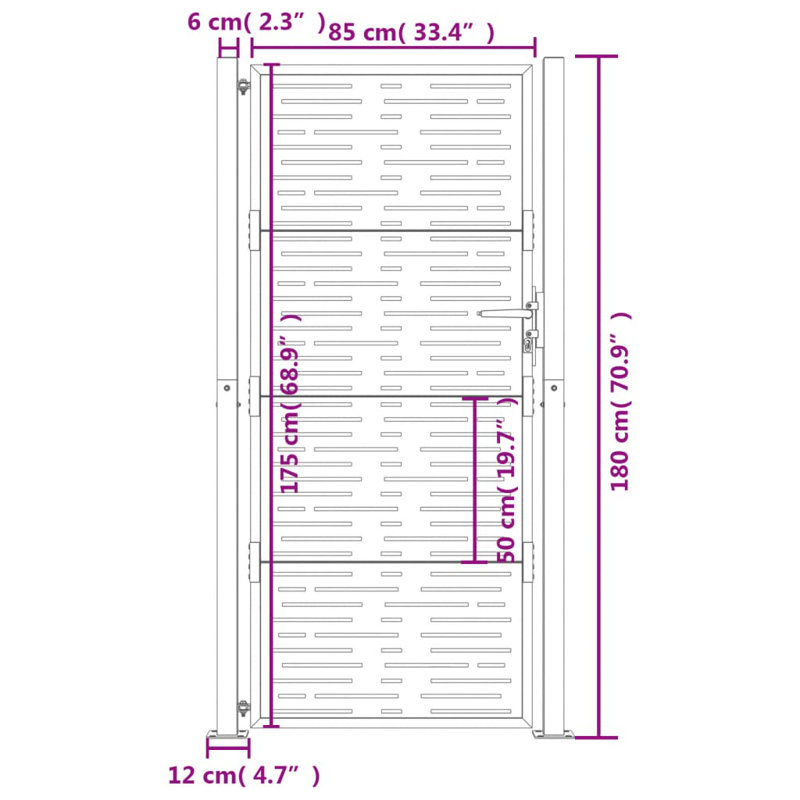 Ammadas Grey Metal Gate, 180cm H x 105cm W