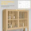 Armoire de rangement en bambou au-dessus de la toilette, organisateur de salle de bain au-dessus de la toilette avec portes à lattes, tablette réglable et tablette ouverte