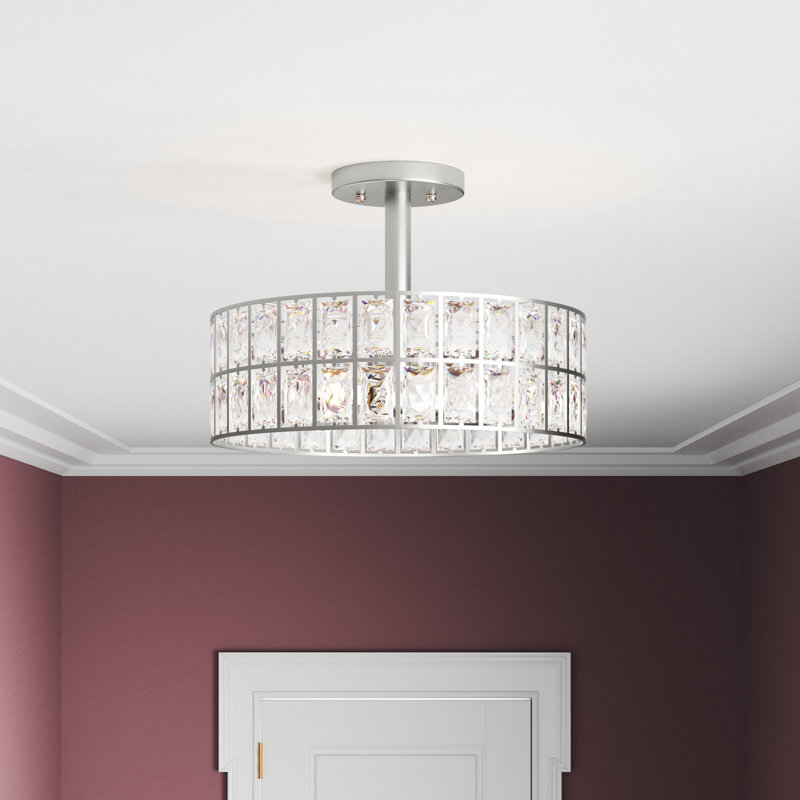 Glass Semi Flush Mount, Polished Nickel