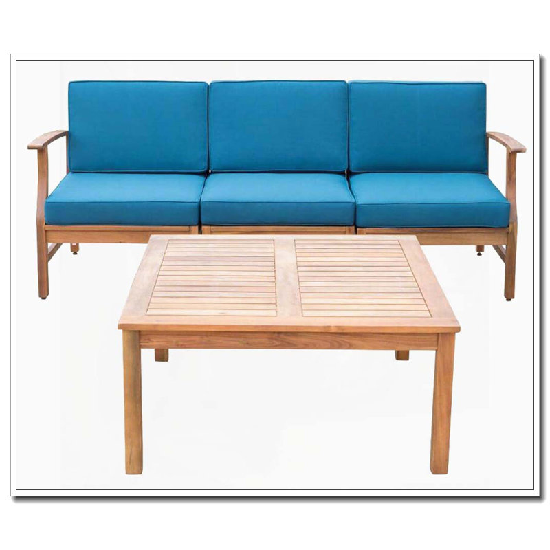 Ensemble de 3 canapés et table, Bleu