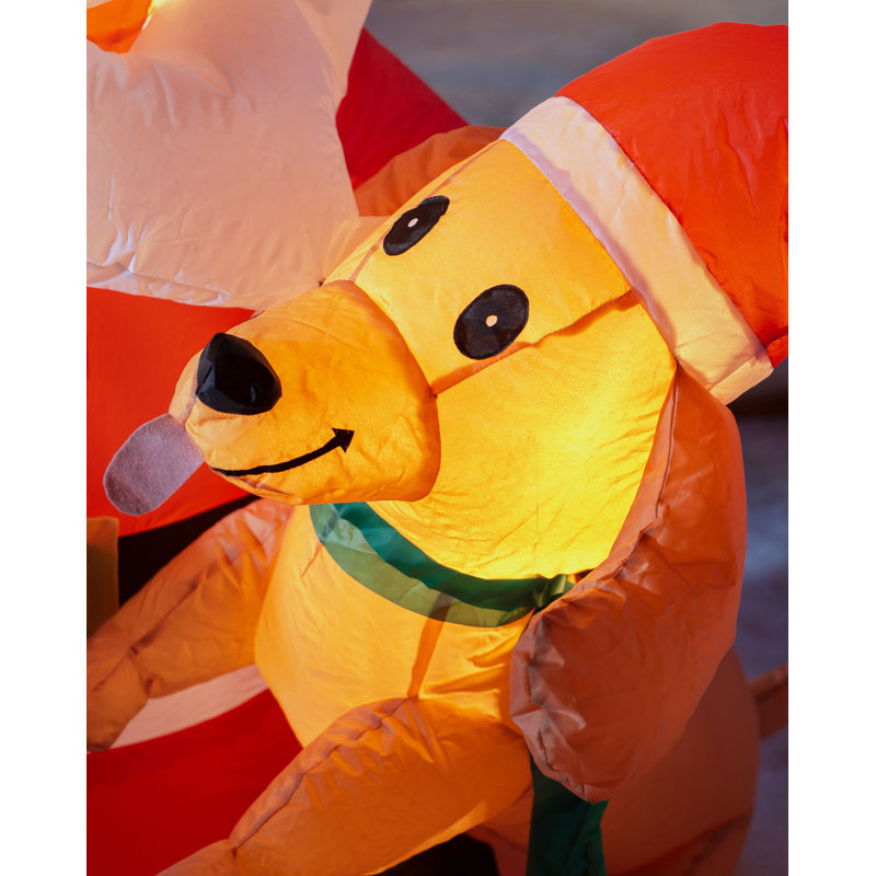 Pre-Lit Santa With Dog Inflatable