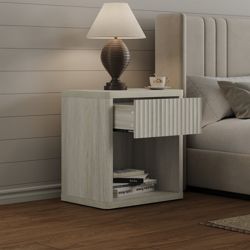 Cesiro 1 - Drawer Nightstand, Gray White Oak