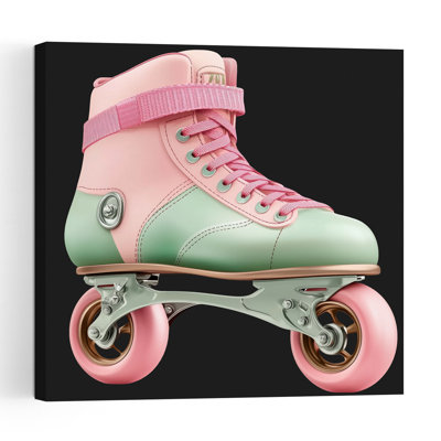 Retro Pastel Roller Skate Classic Playful Retro Wall Art Print