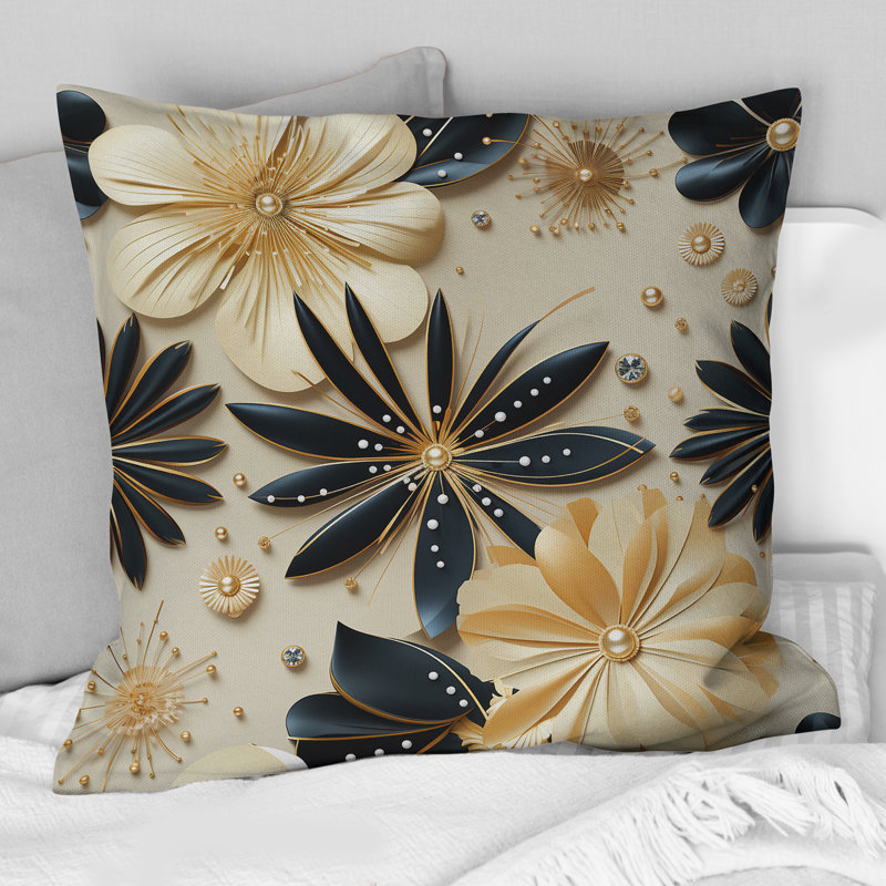 Coussin décoratif beige et champagne opulent Glam - Marble, H 16 po x l 16 po