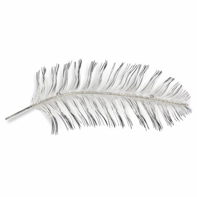Décoration murale plume de paon en métal noir et argent