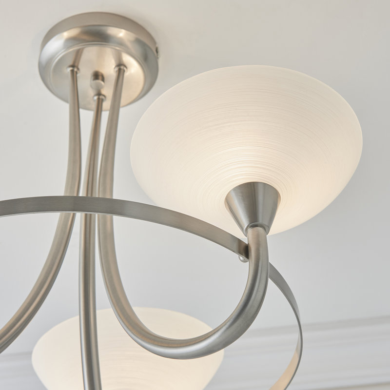 Montague Glass Semi Flush Mount, Satin Chrome