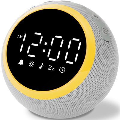 Sound Machine Alarm Clock For Sleep: Digital Alarm Clocks For Bedrooms, 25 Soothing Sounds, 7 Gentle Wake-Up Sounds, 16 Adjustable Volume & Timer, Memory Function (Grey)