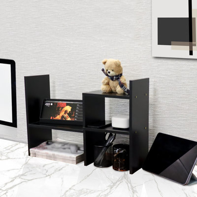 Rotatable Black Desktop Organizer Shelf