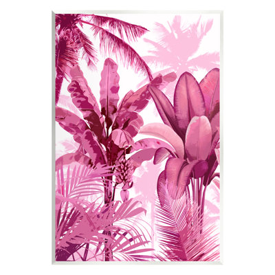 «Ba-020», impression de feuilles de palmier tropicales roses sur toile par Kristen Drew