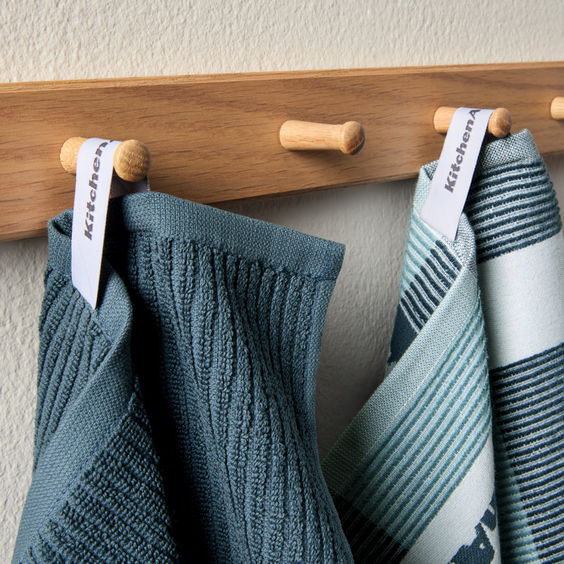 KitchenAid Micro Rib Striped Linen Set, Agave