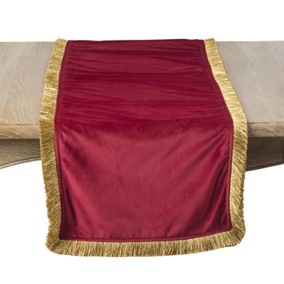 Velvet Fringe Table Runner - Decorative Velvet Table Runner for Everyday Dining Tables, Glam Entertaining, Elegant Tablescapes, and Luxe Home Décor