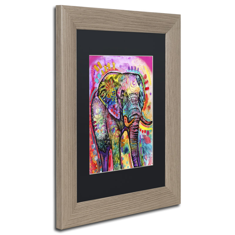 « éléphant »-impression sous forme de graphique, H 14 po x l 11 po x P 0,5 po, Noir, Cadre noir