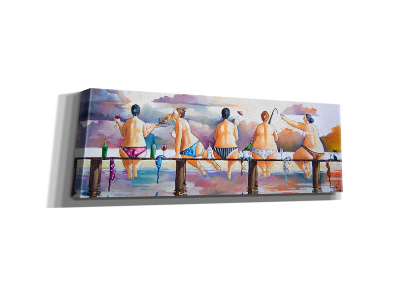 «Sunday With Friends» par Ronald West, art mural sur toile, H 12 po x l 36 po