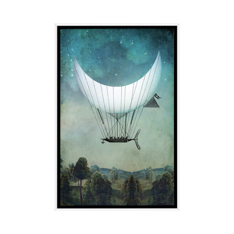 «The Moonship» par Catrin Welz-Stein - impression d'art graphique, Toile blanche encadrée, H 26 po x l 18 po x 1,5 po