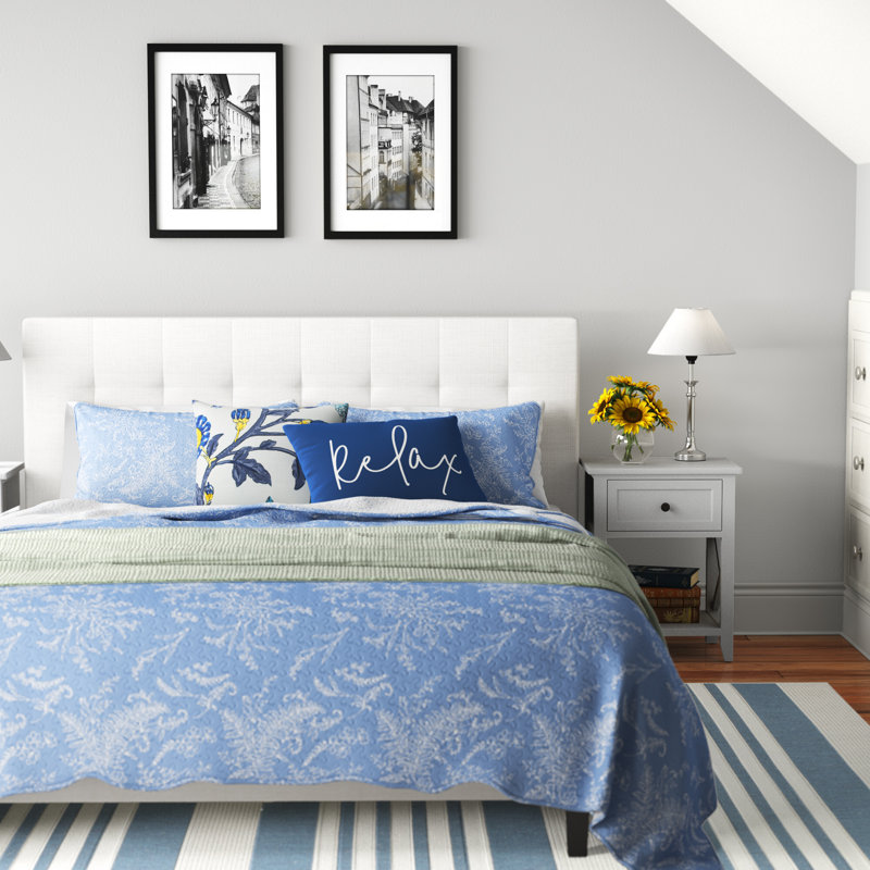 Lit en tissu Linnea, Blanc, Double