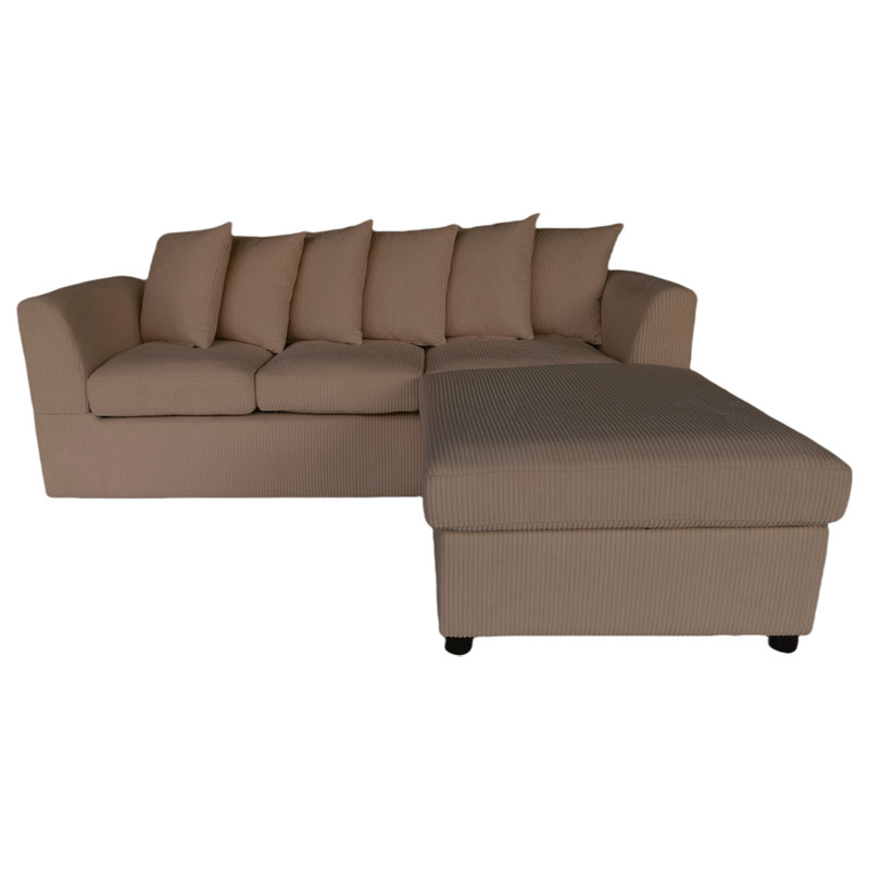 Bergwall 3 Seater Corduroy Sofa & Chaise, Brown