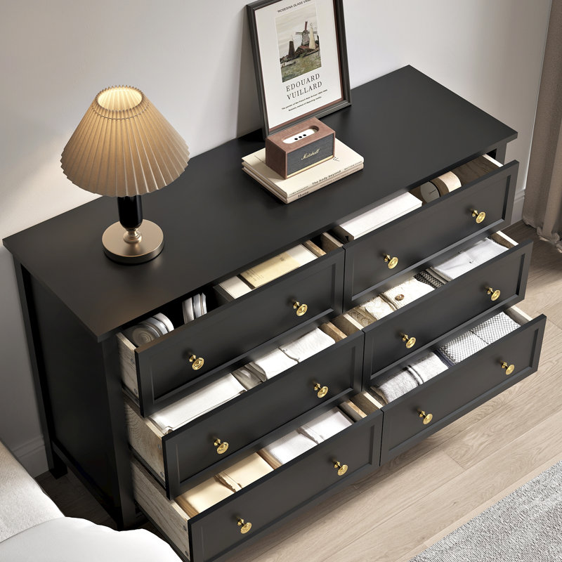 Dateland 47'' W 6 - Drawer Dresser, Black
