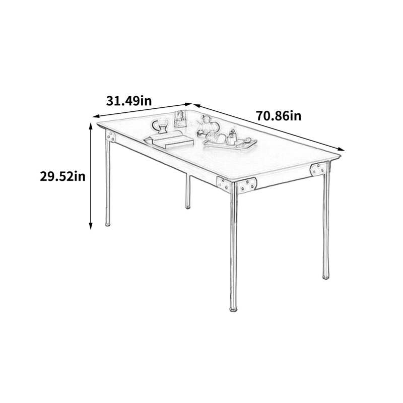 Table de salle à manger rétro française, H 29,52 po x L 70,86 po x l 31,49 po