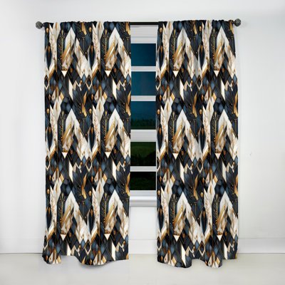 Tribal Fusion Marble Pattern IV - Abstract Marble Curtain - Velvet Room Darkening - 1 Panel