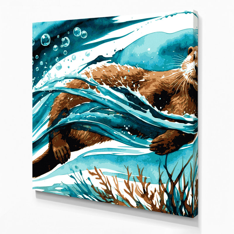 Art mural sur toile bleu, 12" H x 12" W