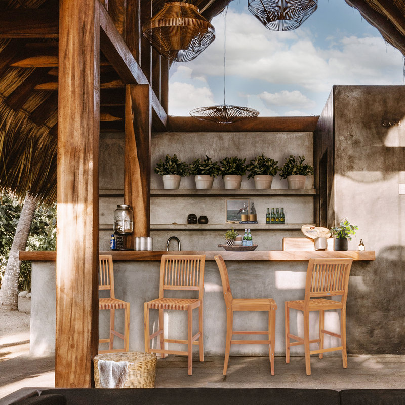 Elijah Outdoor Teak Bar Stool