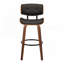 Tabouret de bar à hauteur fixe avec pivot en bois et similicuir avec repose-pieds rond en métal noir - ensemble de 2
