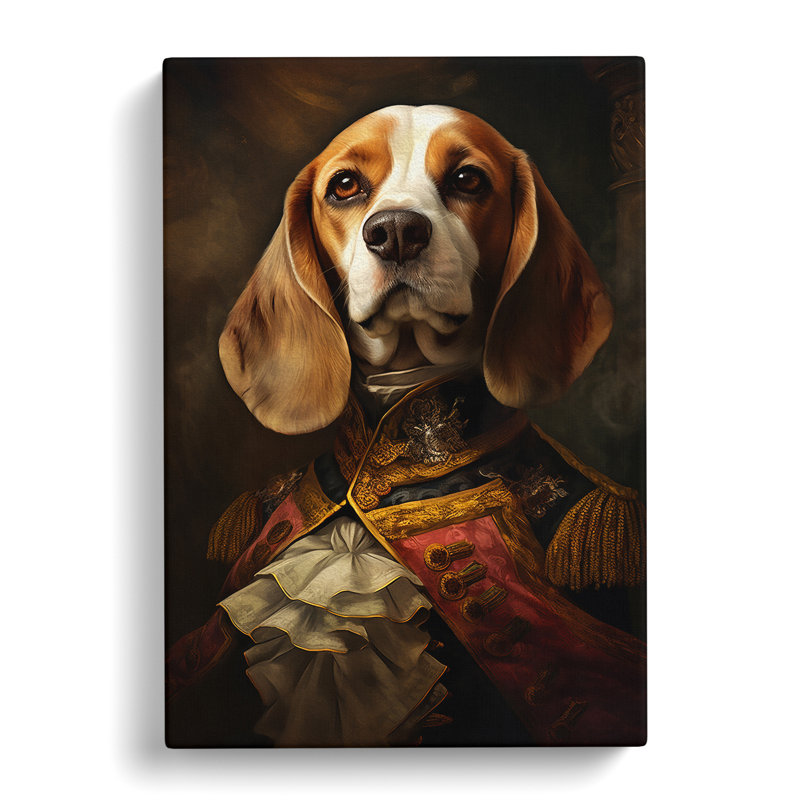 Beagle Baroque Art - Wrapped Canvas, 76cm H x 50cm W x 3cm D