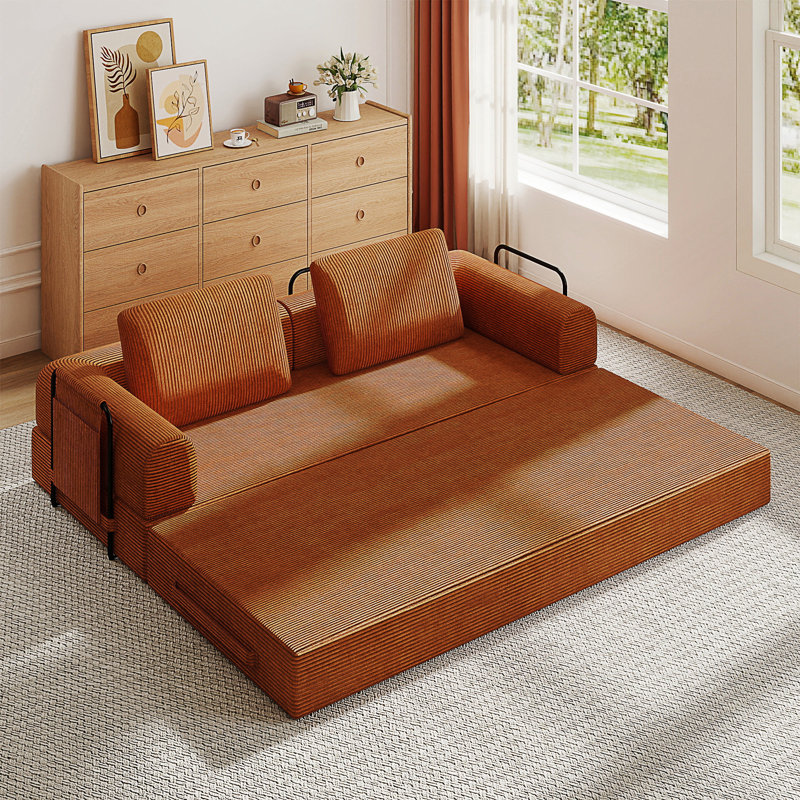 Convertible Sleeper Convertible Sofa Bed, Orange