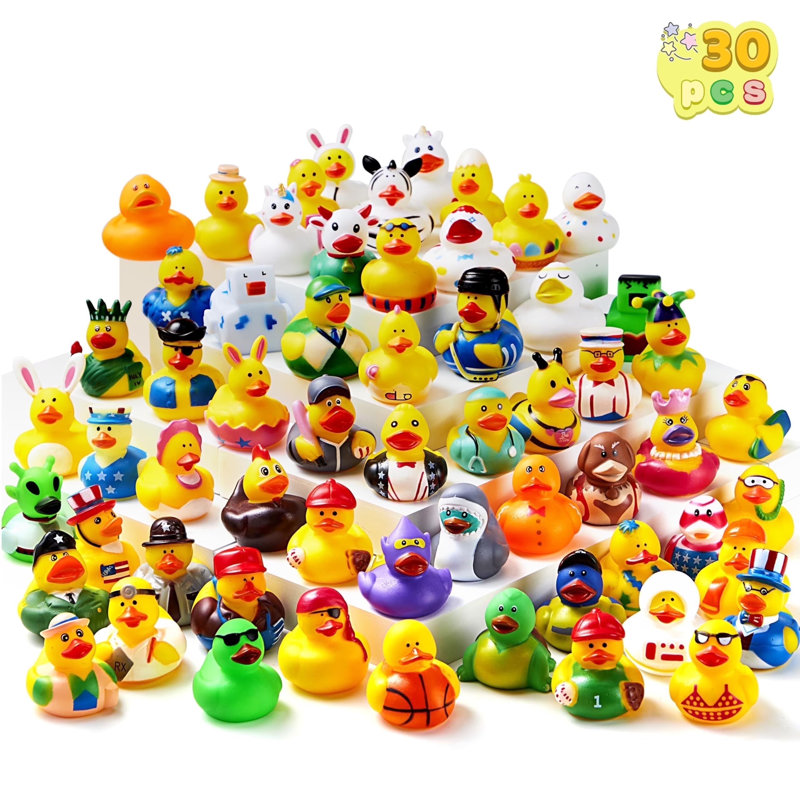30 pièces canards en caoutchouc, assortiment aléatoire de jouets en caoutchouc pour enfants
