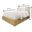 Grand lit plateforme luxueux en chêne malaisien massif avec finition brun clair patiné et tête de lit tapissier crème, conception moderne à profil bas-1701457937