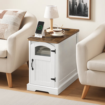 Table de bout de 23,6 po de hauteur avec rangement et station de charge