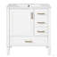 Meuble-lavabo de 30 po avec lavabo en céramique, porte à fermeture en douceur avec tablette intégrée, tiroir profond, tiroir standard, grand tiroir diviseur, grande armoire de rangement pour la salle de bain, design moderne et fonctionnel