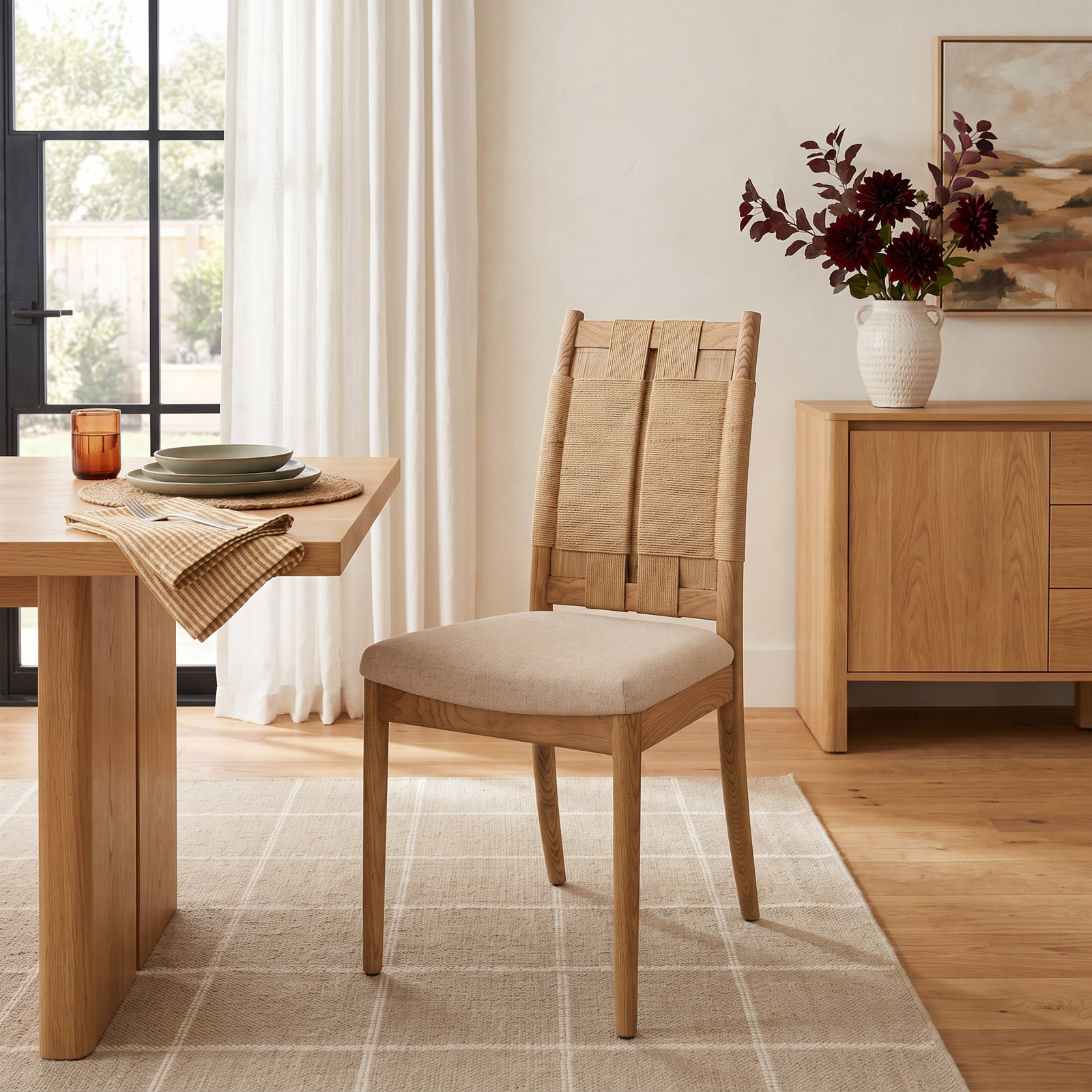 Cybil Linen Dining Chair, Amber Ash