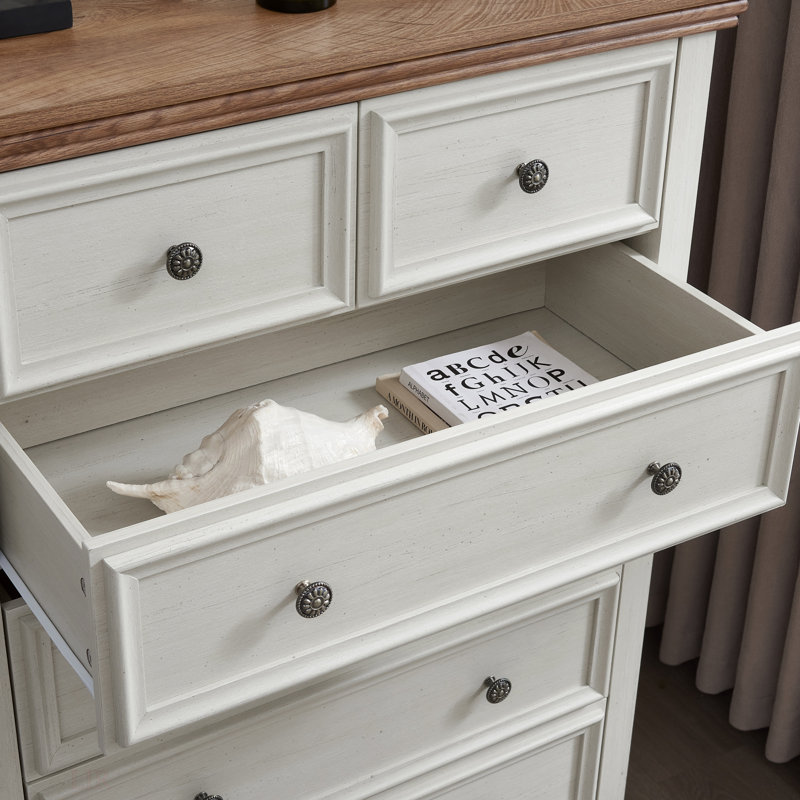 Rajene Faux Wood 6-Drawer Dresser, Beige