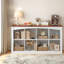 Bibliothèque cubique avec rangement, tablette moderne de style ferme en MDF noyer blanc pour la maison
