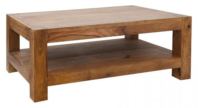 Donoghue Solid Wood Four Leg Coffee Table, Honey
