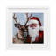 «Rosy Cheeked Santa & Reindeer», reproduction encadrée sous verre, design par Sara Culpepper-1676848103-1676848100