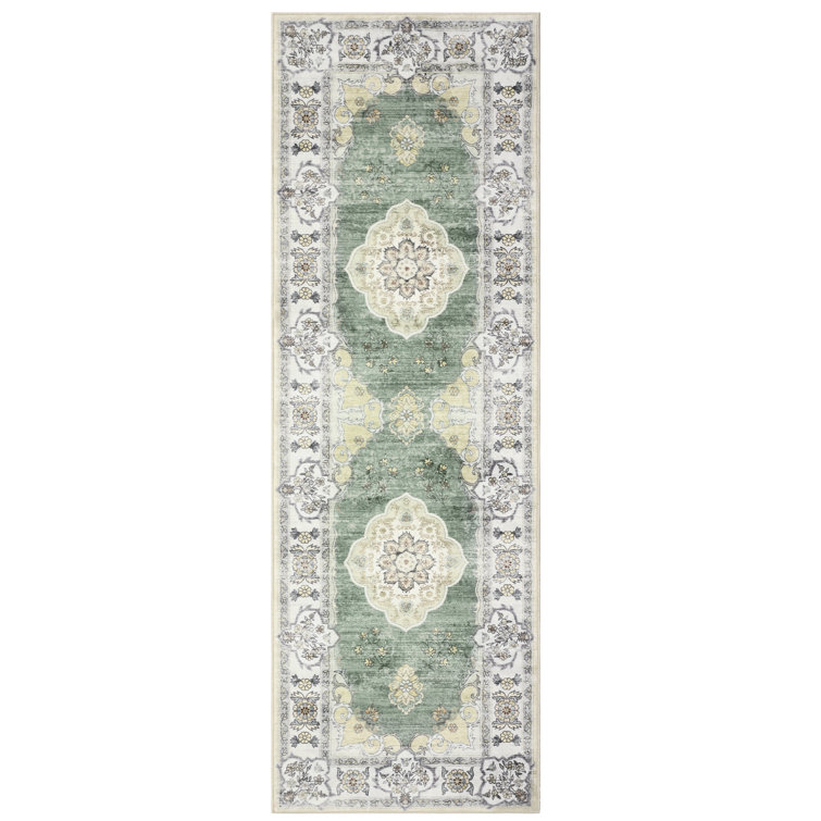 Boho Luxurious Vintage Floral Printed Area Rug Living Room Washable Stain Resistant Durable Carpet Bedroom Erasable Non-Shedding Soft Floor Mat Bedside Rug Farmhouse Decor