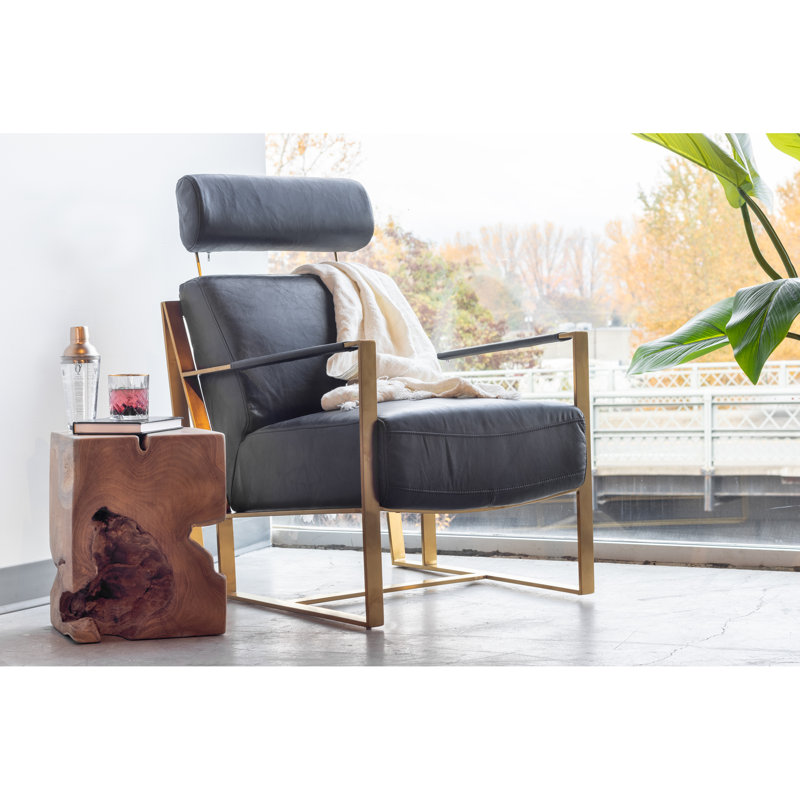 Fauteuil en cuir véritable de 24,5 po Bola