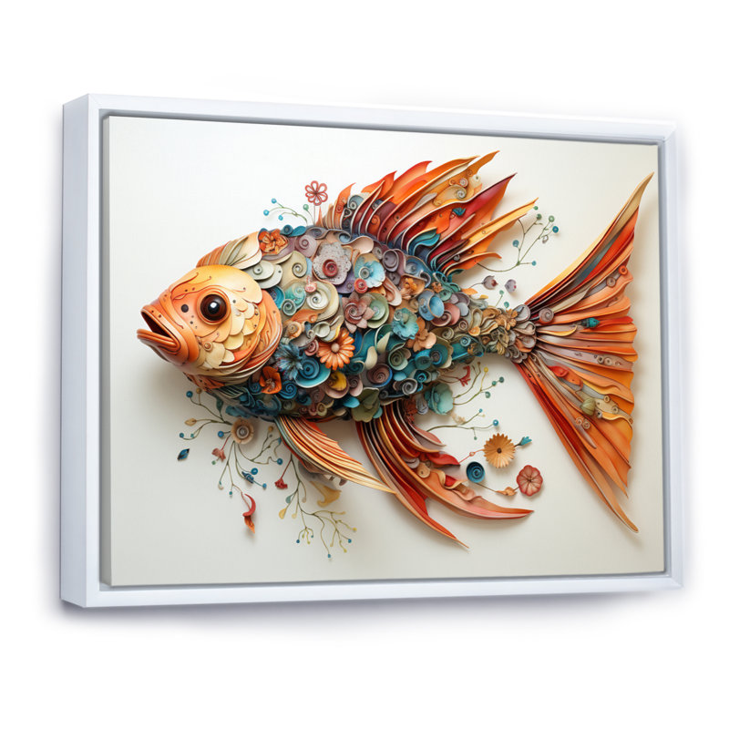 Baleine de pêche Braelei II - impression, H 34 po x l 44 po x P 1,5 po, Cadre flottant blanc