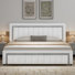 Diamond-Stitched Smart LED Velvet Bed With 2 RGB LED Nightstands – 3-Piece Bedroom Set