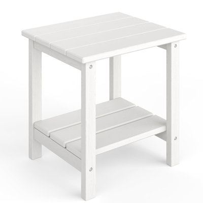 Adirondack Outdoor Side Table 18 x 15 inch, HDPE 2-Tier Patio Side Tables for Outside, All-Weather End Table for Patio Pool Deck Indoor Backyard