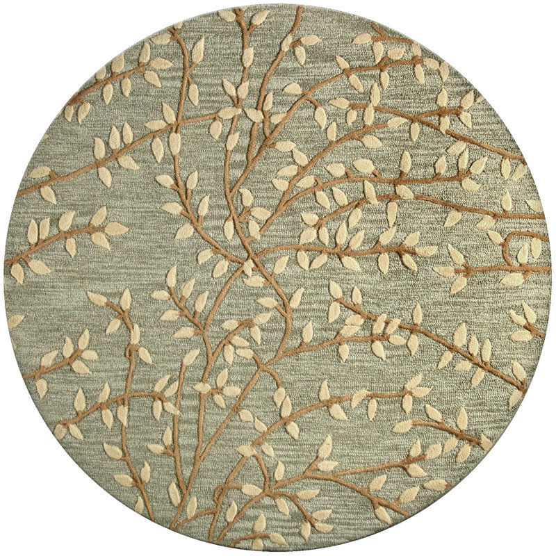 Armelinda Floral Hand Woven Wool Area Rug, Round 8'