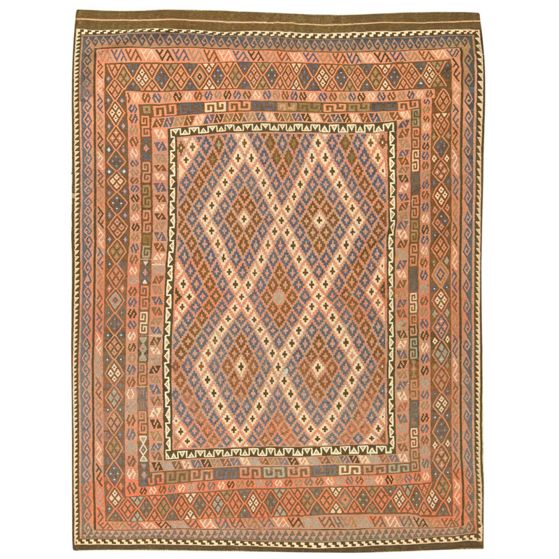 Hand Knotted Wool Area Rug in Multi
