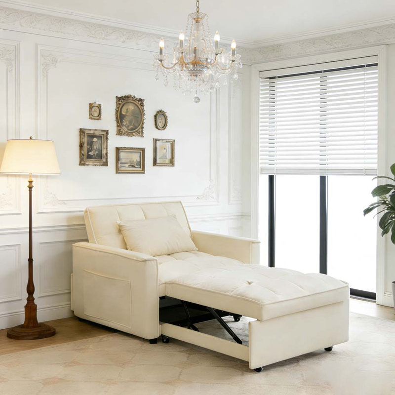 Sofa bed chair 3 in 1 convertible, Creamy White