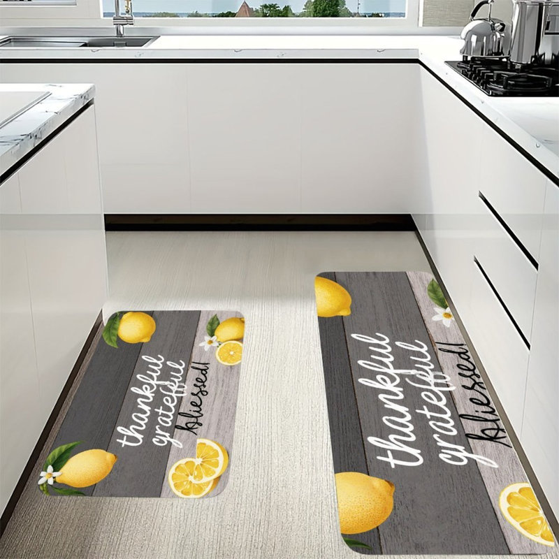 Ensemble de 2 tapis de cuisine «Thankful Grateful»